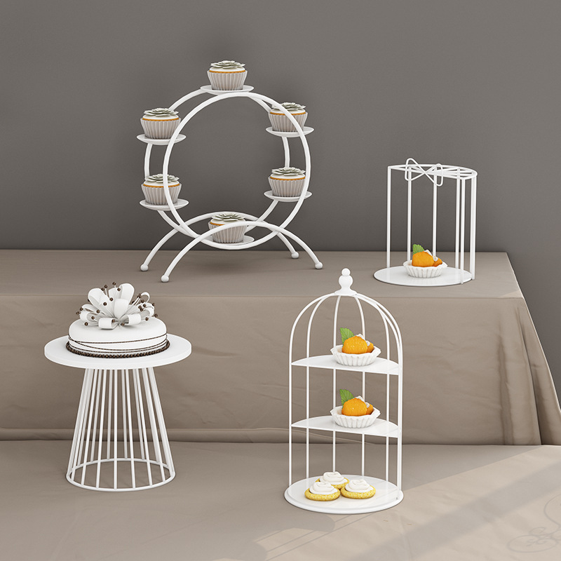 Decoración de mesa de postre simple mesa de postre estante soporte de exhibición decoración de pastelería bandeja de comida fría merienda stand té de la tarde image 9