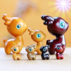 緑檀木紫檀木彫刻小鹿一鹿平安置物デスクトップかわいい小鹿置物