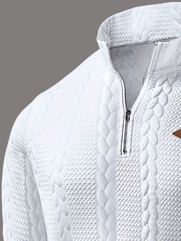 Herren Jacquard Strickpullover Mit Stehkragen Für Den Alltag_voghion.com