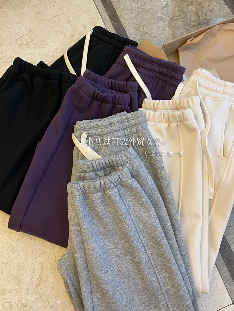 겨울 바지   유지 추천 높은 허리 기모 두꺼운 할란 캐주얼 스웨트 팬츠 겨울 F103023