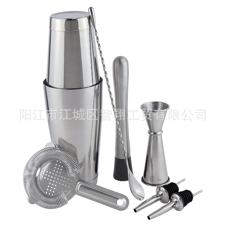 Juego de mezclas para cócteles de acero inoxidable del fabricante, vaso medidor Boston, pinzas para hielo, utensilios para té con leche, juego de mezclas image 10
