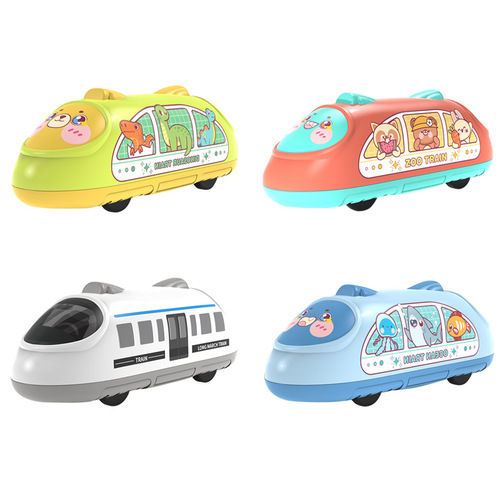 Children's Cartoon Double Pull Back High Speed ​​Rail Train Toy Train EMU Simulation Model Car Toy Supply Wholesale