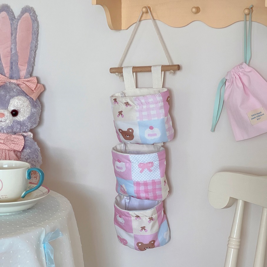 Very cute!  Dormitory storage household kitchen and bathroom door wall-mounted storage bag high-quality debris storage
