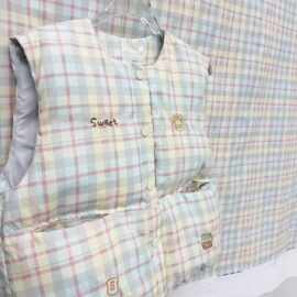 春亚纺数码印花羽绒服面料棉服面料韩系格子防水