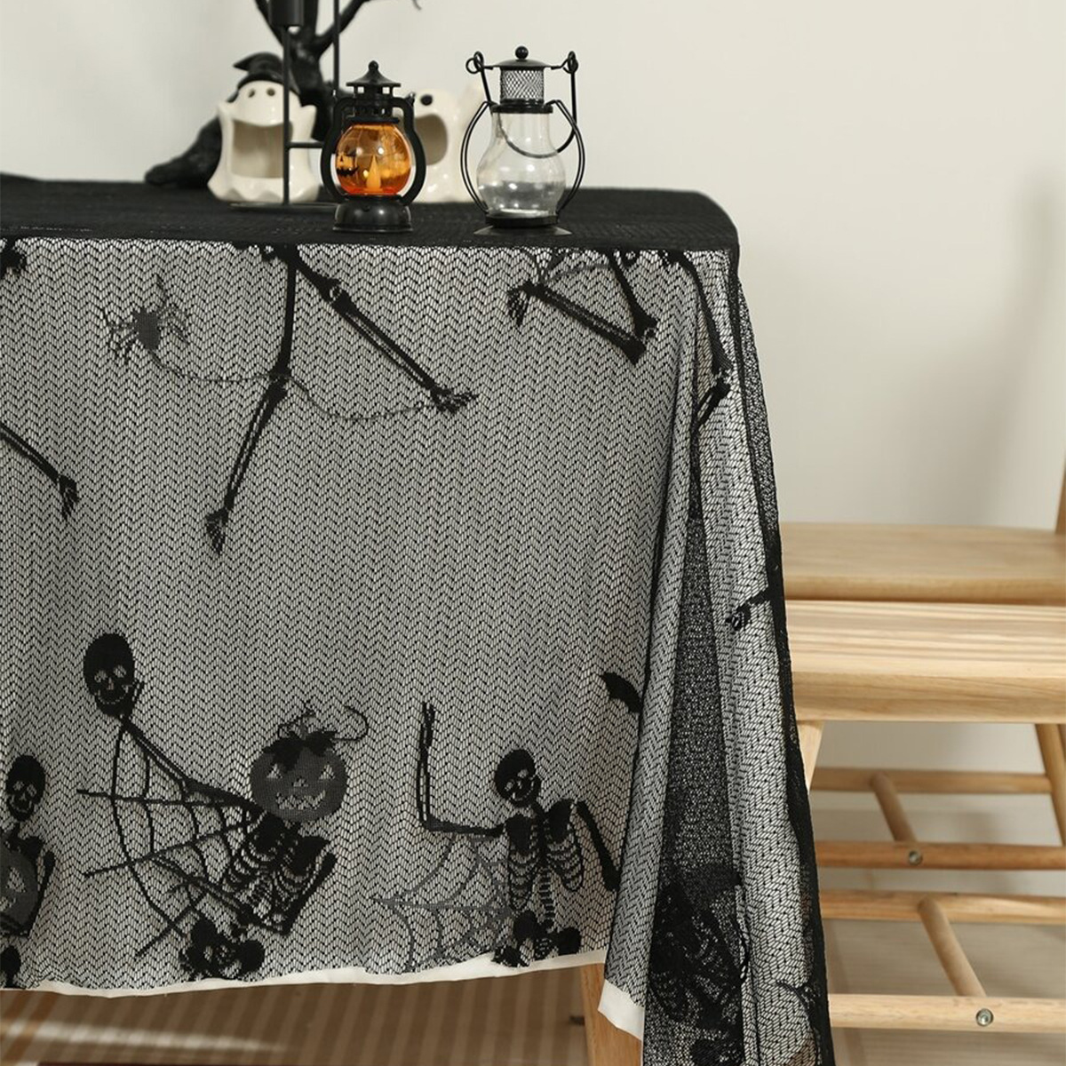 Amazon Halloween telas de mesa de encaje negro para el hogar de alta calidad telas de mesa rectangulares TEMU en stock