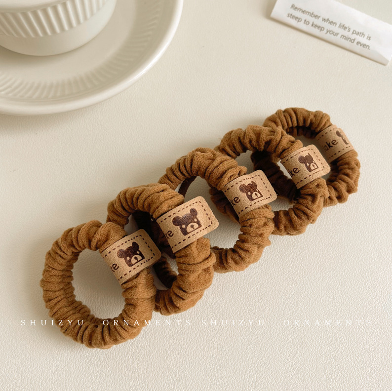 Alta elasticidad y durabilidad como correa de goma para mujeres, color curry simple, cuerda de cabello de cola de caballo alta, anillo de cabello sin heridas de alta calidad