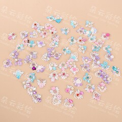 子供用の花とカラフルなダイヤモンドの眉毛ステッカー、古代スタイルのスパンコール額装飾、ステージパフォーマンスの点の付け目としての漢服スタイル