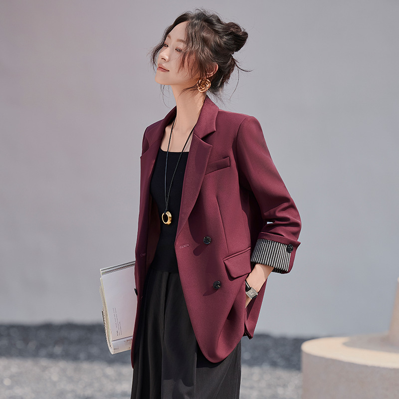 韩版休闲西装外套女早秋2025新款小众设计感宽松百搭免烫西服上衣|undefined