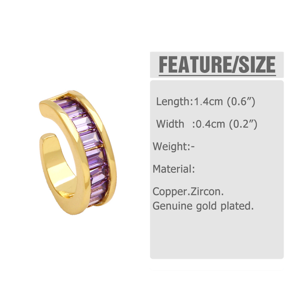 Fashion Geometric Copper Inlay Zircon Ear clips 1 Pair