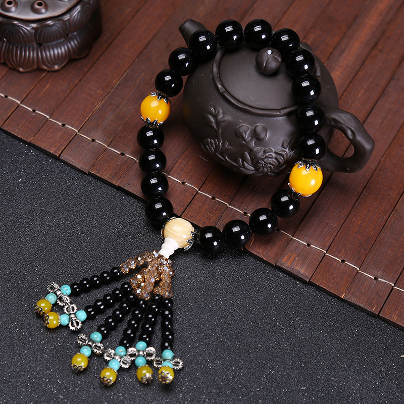 Chinese Style Car Gear Shift Bead Rearview Mirror Pendant Car Ornament Buddha Bead Pendant Crystal Car Hanging Decoration Fortune Bead Ornament