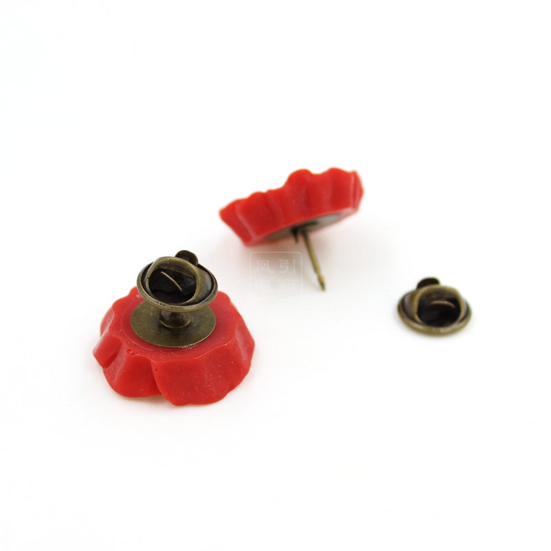 10 Unids resina flor de la Amapola anti-guerra Memorial Broche de bronce mariposa hebilla vestido ramillete Amapola Broche