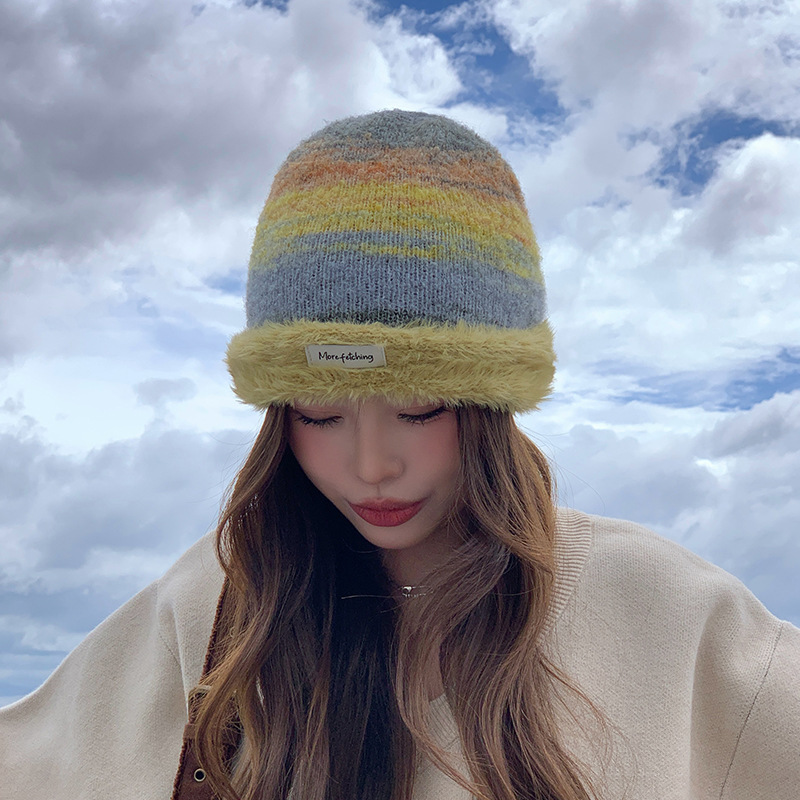 Knitted Beanie Hat For Women Warm Plush Versatile Ear Protection_voghion.com