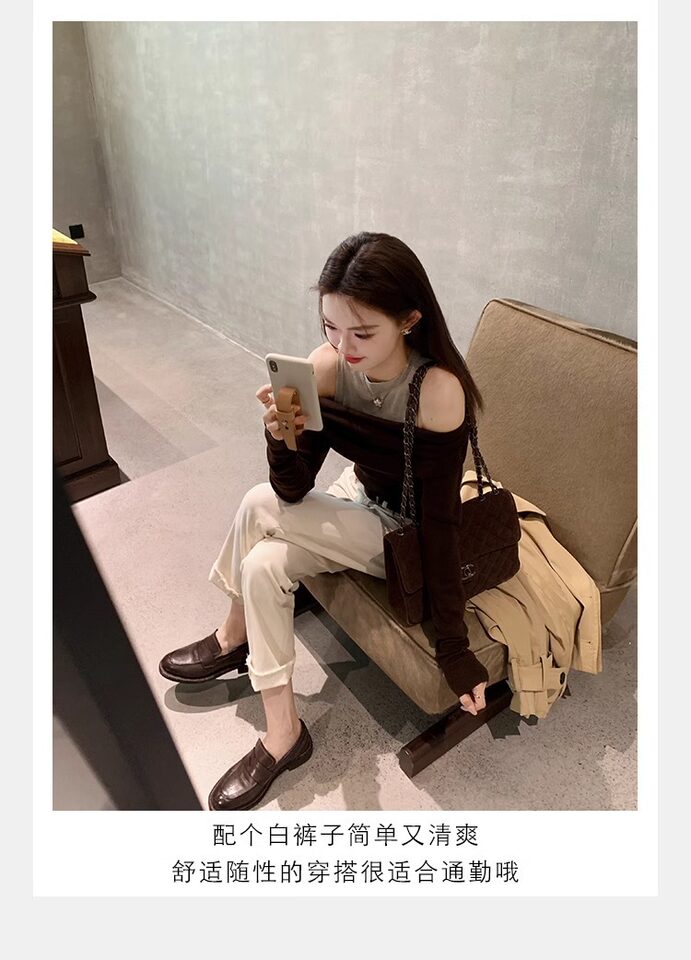 Giày lười nữ da bò mũi tròn gót vừa 3–5 cm — Điểm đen, Đốm nâu cổ điển chi tiết 32