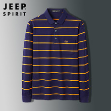 JEEP SPIRIT 一件代发秋季都市时尚潮流翻领/长袖/男士/poloT恤衫