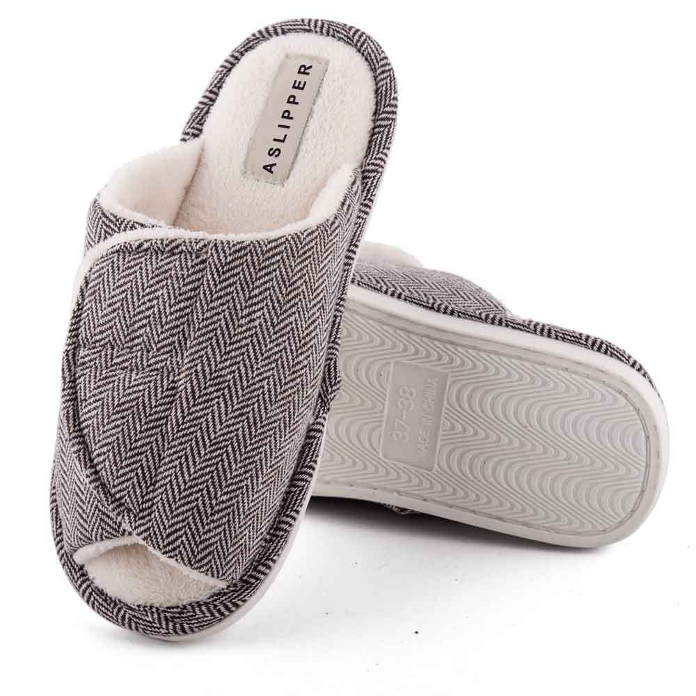 Men's and women's Velcro adjustment Opening slippers foot swelling anti-slip open toe easy cleaning indoor hair slippers