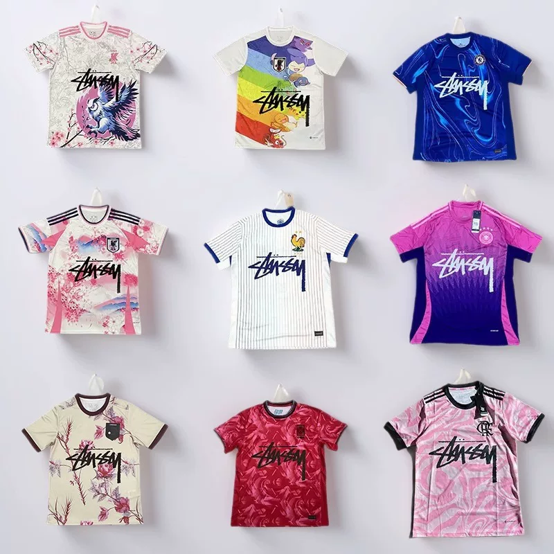 Футболка Stussy Stussy с подписью, Аргентина, Интер, Бразилия, Италия, Фламенго, короткие рукава