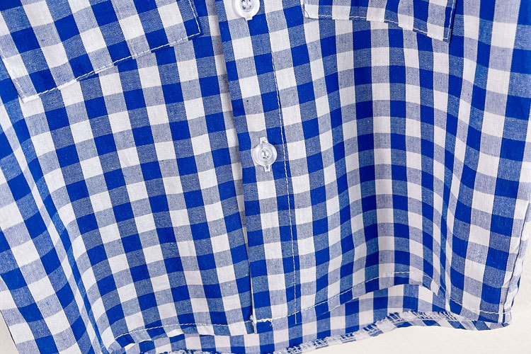 海蓝格子衬