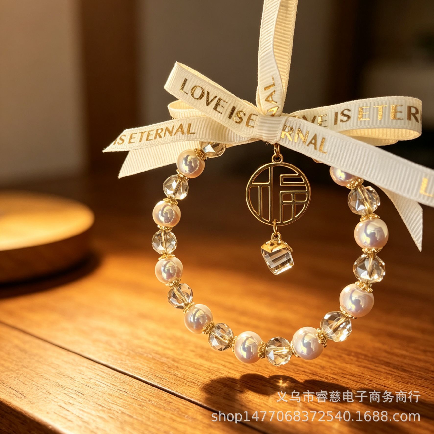Pearl car pendant, new crystal model for women, high-end car interior decoration, safety rearview mirror car hanging ornament, crystal pendant