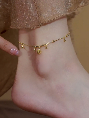  new light luxury and high-end titanium steel bell anklet Internet celebrity niche design ins cold style anklet