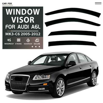 Window Visor, Rain shield - standard-packing-without-logo-audi-a6l-sedan-mk3-c6-2005-2012-plexiglas-no-bright-strips-rain-shield
