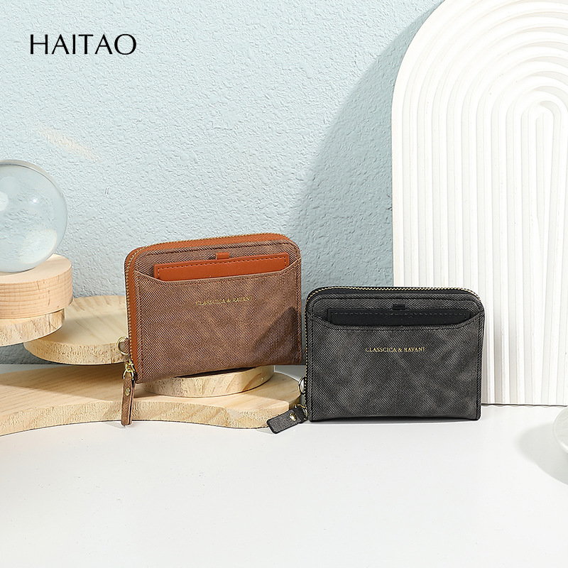 2025 estilo corto de moda color de contraste billetera de mujer estilo corto de alta gama con muñequera tarjetero monedero todo en uno