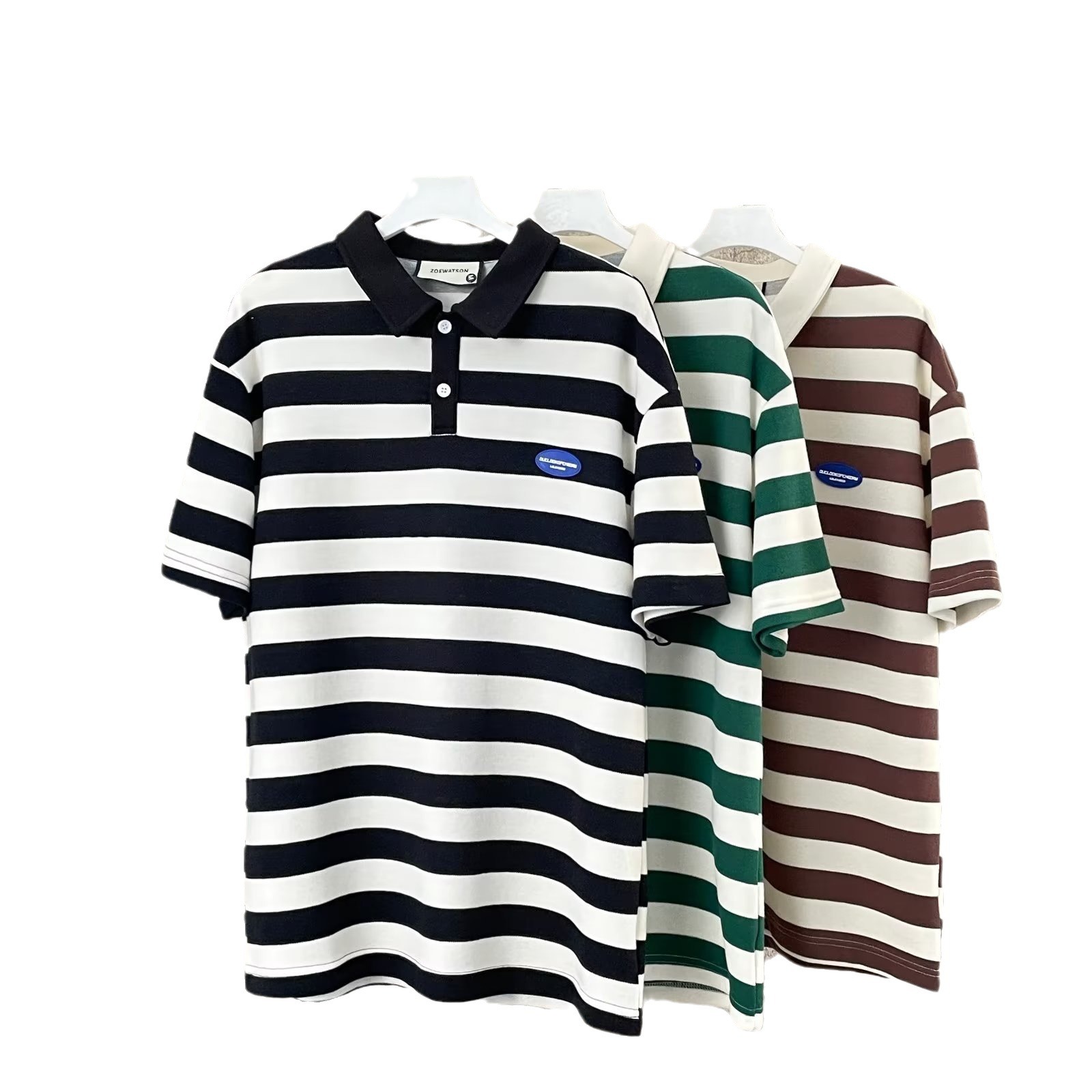 Moda 2024 nueva tendencia polo de manga corta camiseta a rayas para hombre camiseta mercerizada de alta calidad estilo de negocios