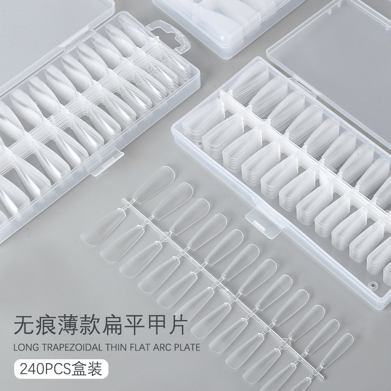 Special High-Position Half-Stick Nail Patch for Flat Nails, Ultra-Thin, Traceless, Frosted, No-Engraving, Long Trapezoidal Flat Arc Patch, 240 Pieces Special High-Position Half-Stick Nail Patch for Flat Nails, Ultra-Thin, Traceless, Frosted, No-Engraving, Long Trapezoidal Flat Arc Patch, 240 Pieces