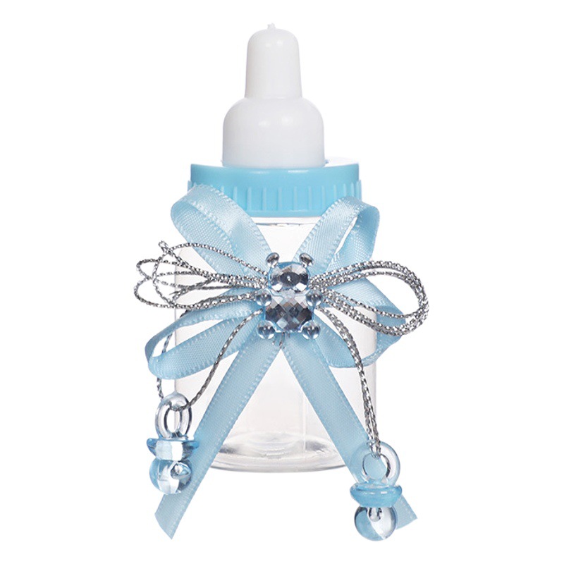 Caja de dulces creativa de plástico transparente con forma de botella de leche pequeña, regalo para baby shower, regalo para fiesta de bebé, mini caja de dulces con forma de oso.