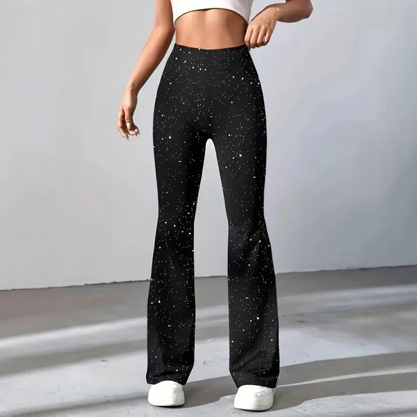 2025 Cross-Border Independent Station New 3D Polka Dot Pattern Printing European and American Casual Bell-Bottom Sports Pants