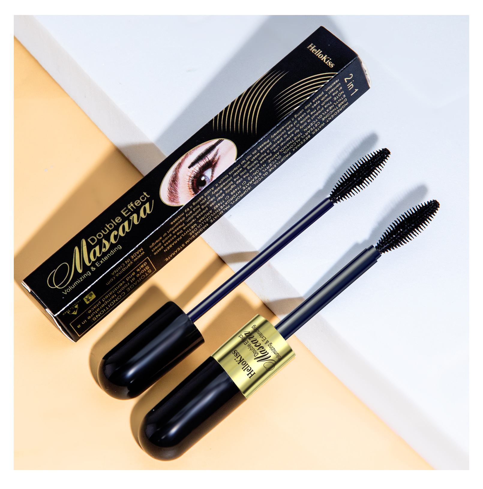 HelloKiss Dual-Effect 4D Mascara 2-in-1: Long, Curly, Thick, non-smudging, waterproof Mascara for Cross-border use undefined