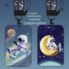 Cartoon astronaut card holder access control bus citizen meal card student creative anti-lost pick-up badge kindergarten school card