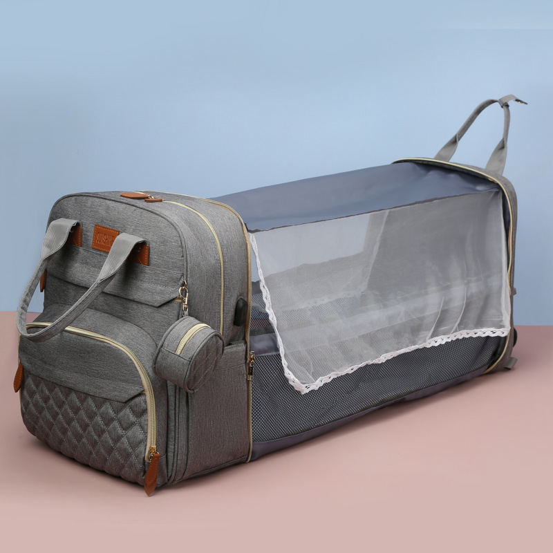 Multifunctional Mommy Bag Bed, Special Mother and Baby Bag Awning for Going Out, USB Charging Mosquito Net, Baby Bag Bed Cross-Border