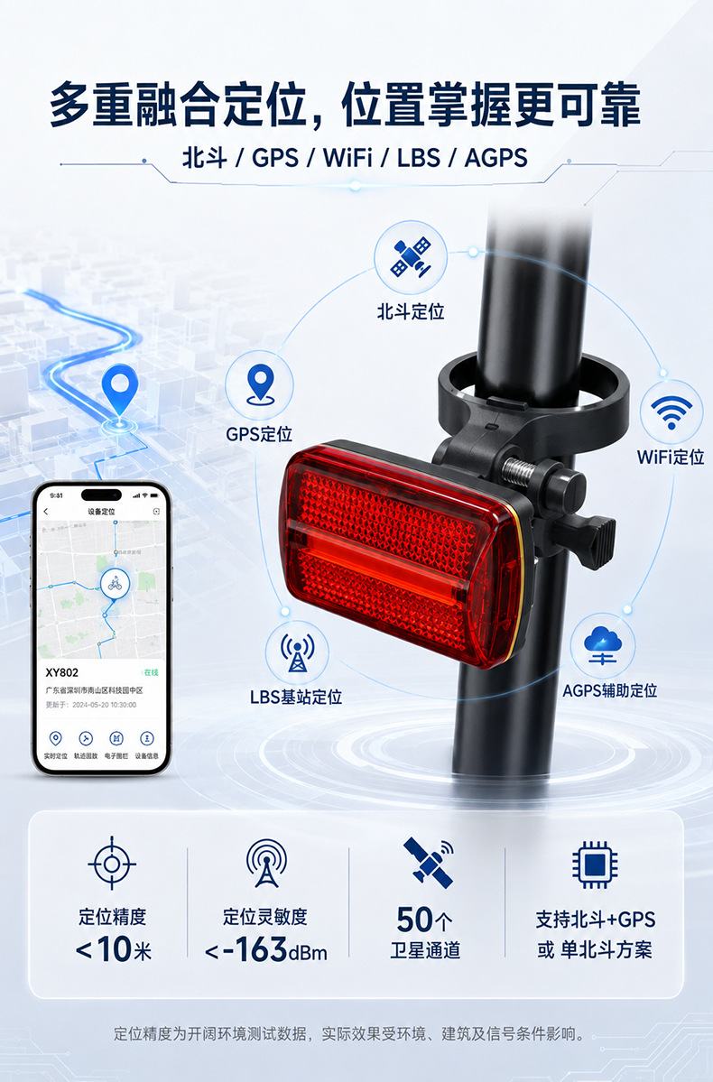 4G Bicycle GPS Locator Tail Light Anti-Theft Tracker Mountain Bike Road Bike Smart Warning Light Cycling Light
