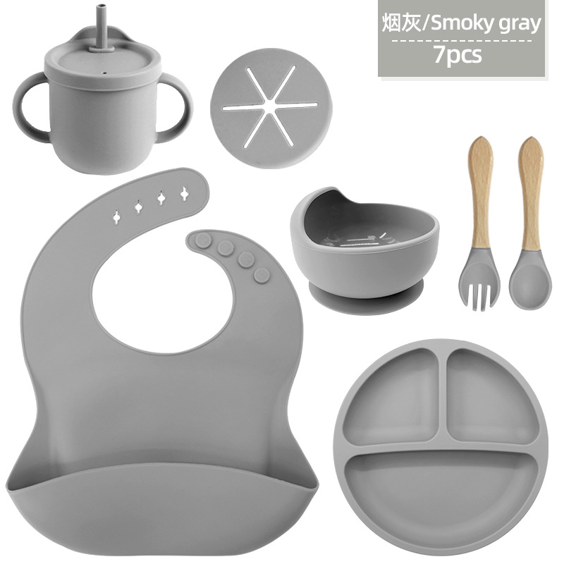 Juego de vajilla de silicona para niños a prueba de caídas