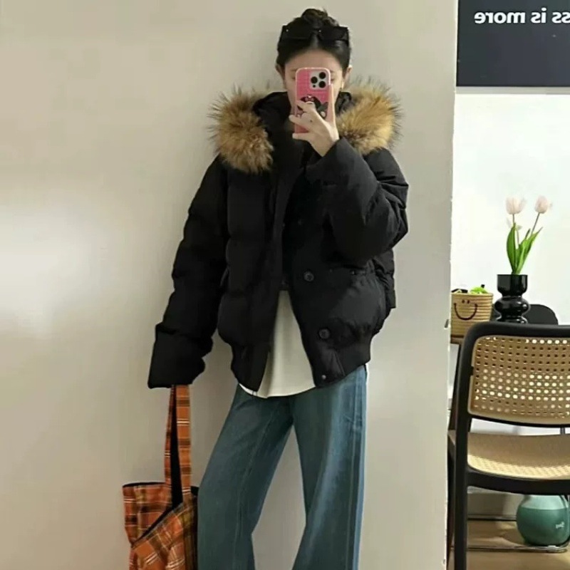매우 멋진 한국 스타일 여성용 짧은 패딩 재킷, 2026년 겨울 신상, 작은 체형을 위한 두꺼운 슬림 디자인, 스타일리시한 다운 코튼 재킷