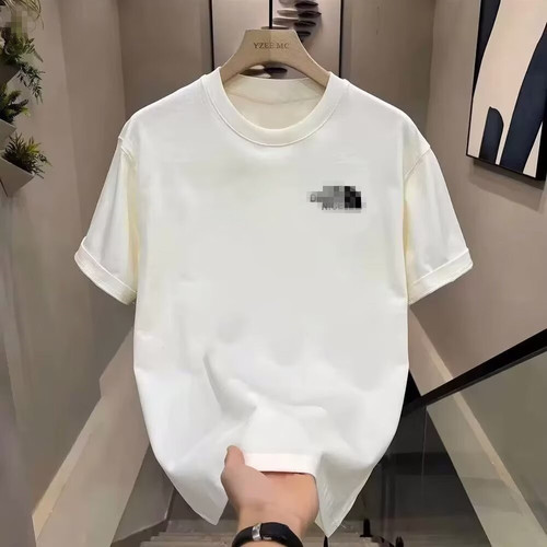 Heavyweight trendy brand pure cotton printed men's short sleeve T-shirt 2025 new summer hot-selling fashion casual round neck T-shirt
