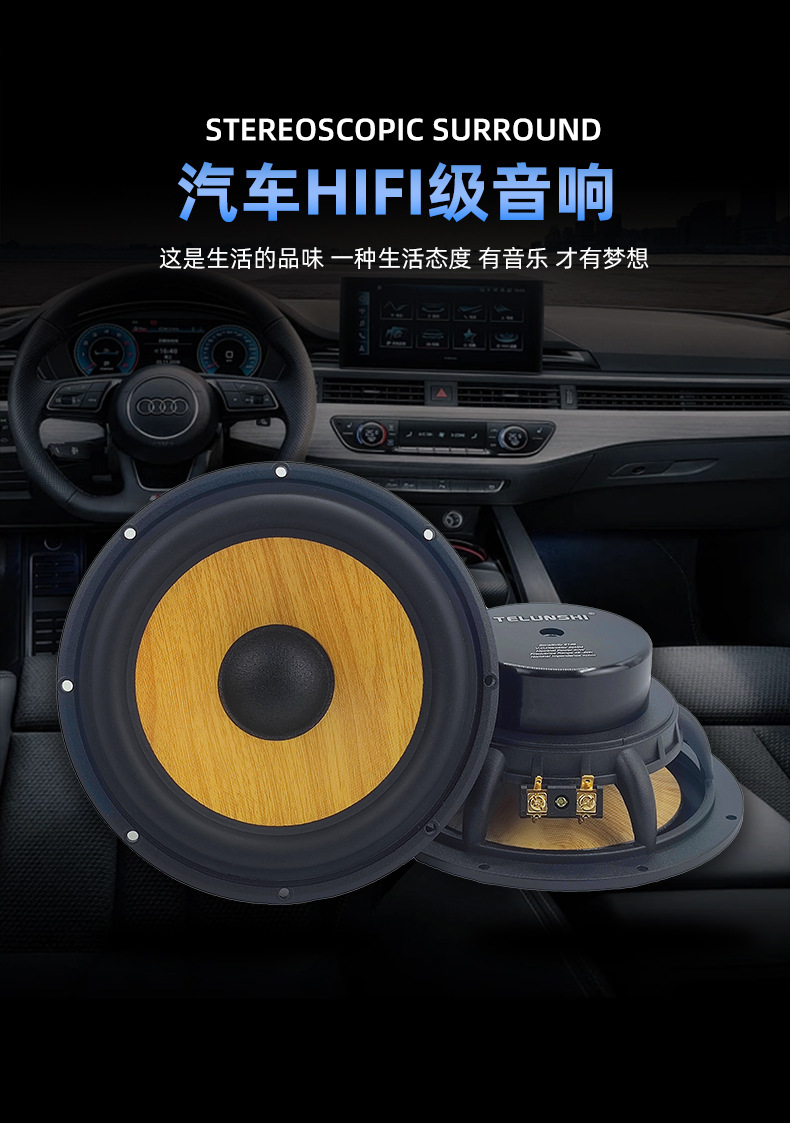 Car Audio 2-Way Mid-Bass Speaker Tweeter Set Universal