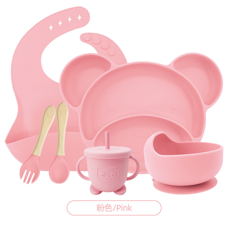 Vajilla infantil suplemento alimenticio tazón traje placa de silicona vajilla de bebé recién nacido vajilla de silicona necesidades diarias de la madre y el niño