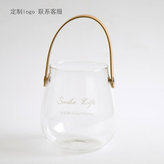 Nordic Creative Leather Handle Glass Vase Hydroponic Plant Flower Pot Dried Flower Craft Creative Home Decor