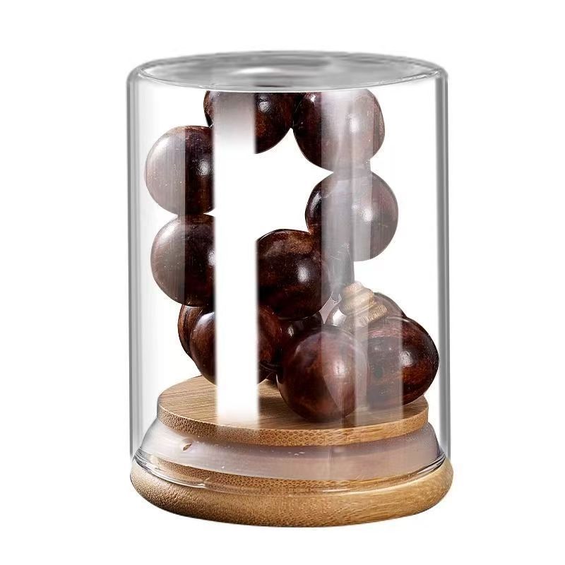 Botella de vidrio sellada de Wen Jue, perlas de Buda, pulseras de nuez hechas a mano, árboles de incienso, árboles de sándalo, almacenamiento de perlas, frasco de perlas