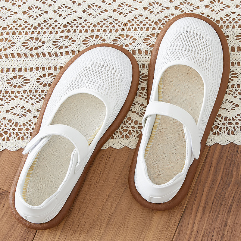 Zapatos mujer verano transpirable zapatos para madres de mediana edad y ancianas, suela suave, pies no cansados, zapatos individuales, zapatos de leche, suela suave casual, zapatos de tela para mujer
