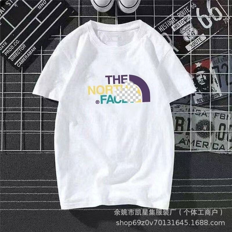 Foreign Trade North Face Summer Men's Short-Sleeve Round-Neck Letter T-Shirt Trendy Brand Loose Couple Base T-Shirt Printed Cross-Border Foreign Trade North Face Summer Men's Short-Sleeve Round-Neck Letter T-Shirt Trendy Brand Loose Couple Base T-Shirt Printed Cross-Border