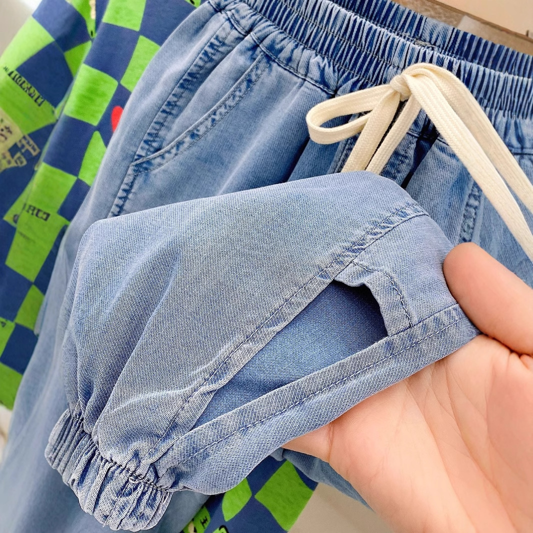 Nuevos pantalones infantiles de verano delgados jeans de tendencia para hombres y mujeres, pantalones anti-mosquitos, pantalones casuales frescos para bebés image 2