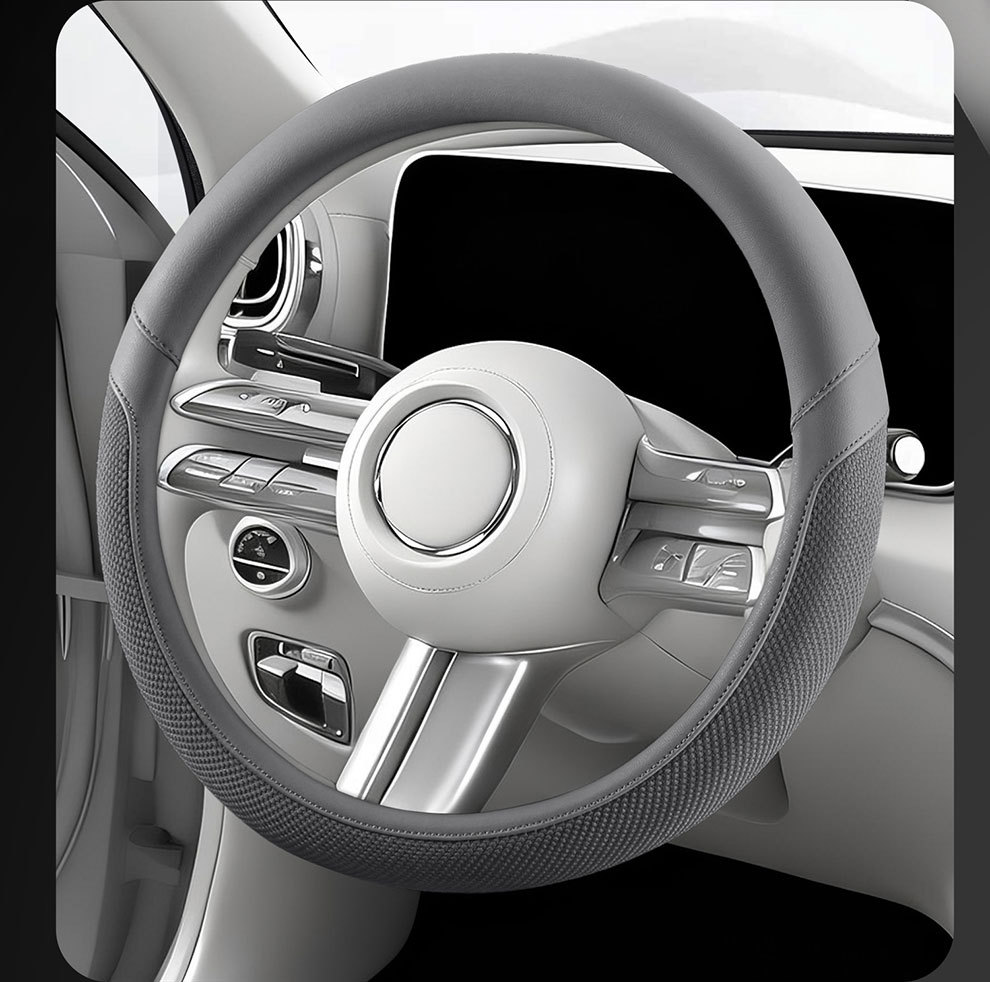 Car Steering Wheel Cover for All Seasons, Universal Leather Handle Cover for Interior Use, Dirt-Resistant, Non-Slip, Double D-Shaped, Wholesale from Manufacturer