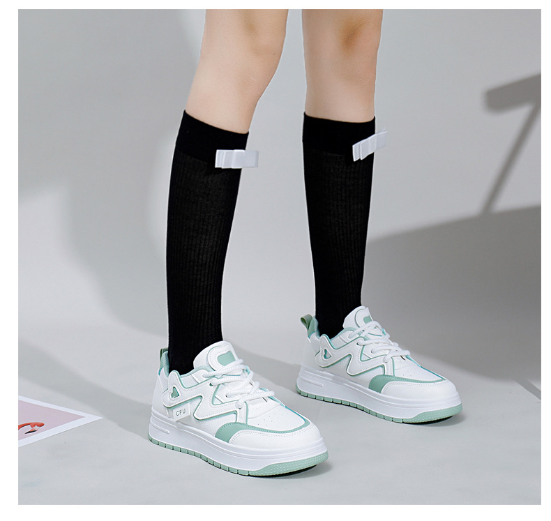 Weiße Damen Freizeitschuhe Trendy Sneaker Mit Dicker Sohle_voghion.com