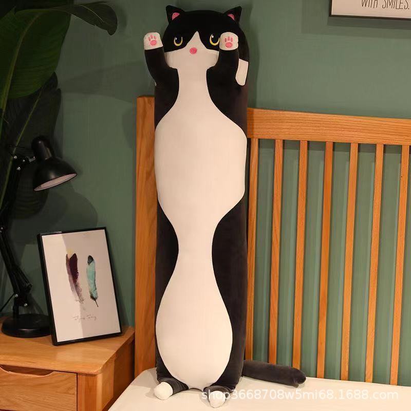 クロスボーダーロング猫枕、かわいい猫人形、ロング枕、クッション、脚を抱き締めて眠りを落ち着かせる、スクラッチマシン、布人形|undefined