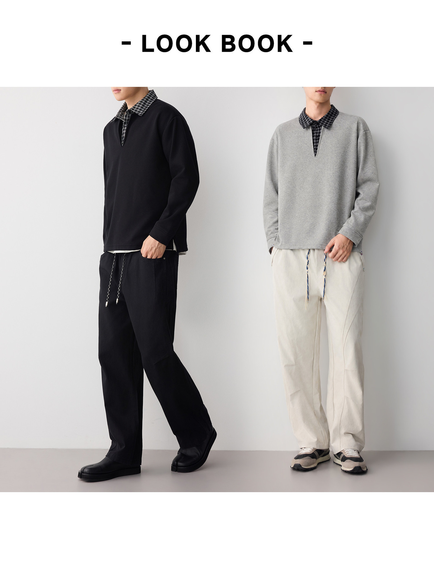 Áo hoodie nam nỉ hai lớp cổ lạnh kiểu giả hai lớp — đen