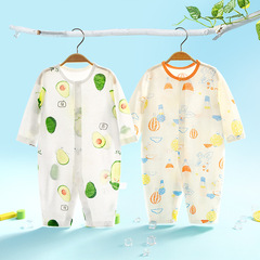 Summer thin baby jumpsuit, newborn long-sleeved air-conditioned clothing, children's crawling clothing, baby pajamas wholesale