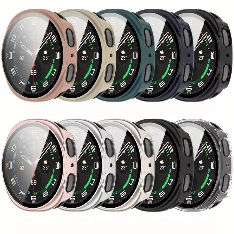 For Samsung Galaxy Watch 8 3D Tempered Glass + Full Cover Bumper Screen Frosted Protective Case