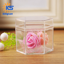 装饰品糖果盒中式透明六边形形喜糖盒小号方形收纳盒水晶泥包装盒